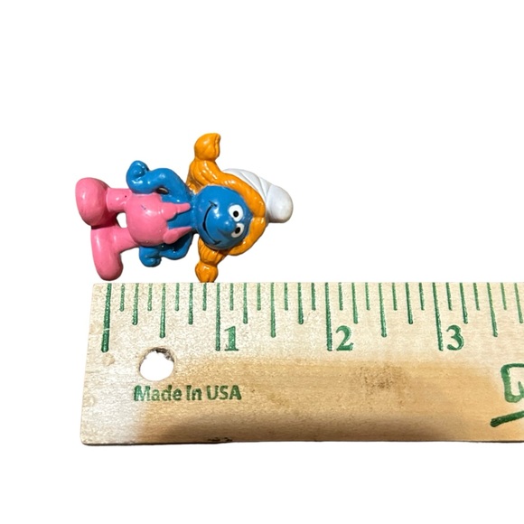 Vintage Smurf Sassette Figure Peyo Applause 20404 Smurfling Smurfette Overalls - Picture 6 of 6